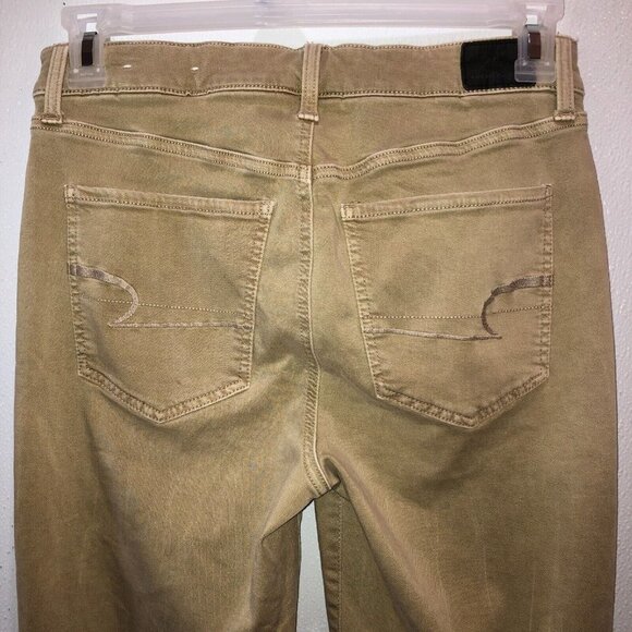 American Eagle Outfitters Womens Medium Tan High Rise Crop Jean Jegging Sz M - Picture 6 of 13